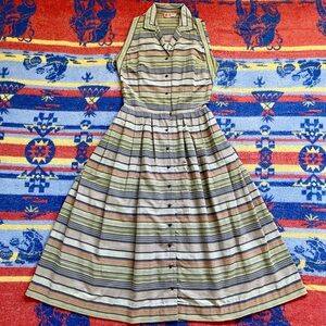 1950s vintage Southwestern stripes cotton dress!